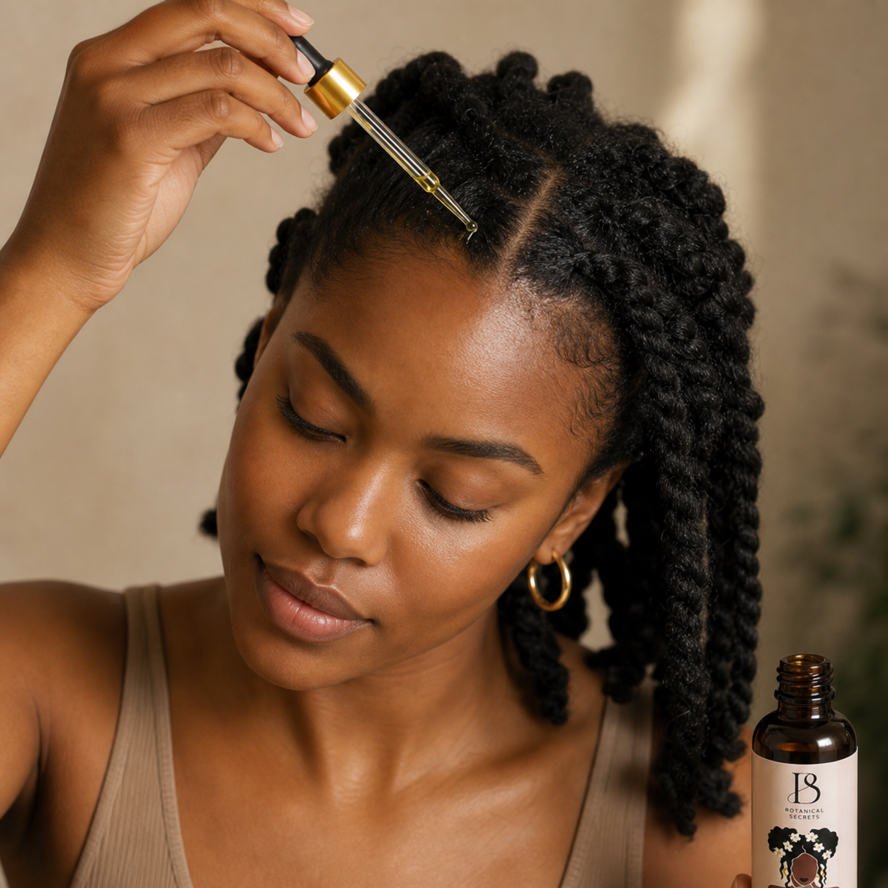 Apply hair oil to the scalp in sections